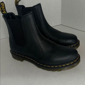 Dr. Martens Black Leather Chelsea Boots with Yellow Stitching
